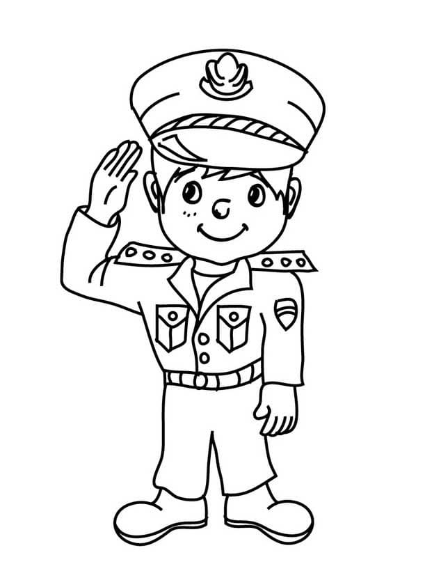 Desenho deMenino Policial para colorir