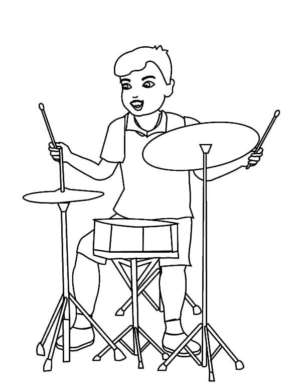 Desenho deMenino Tocando Bateria para colorir