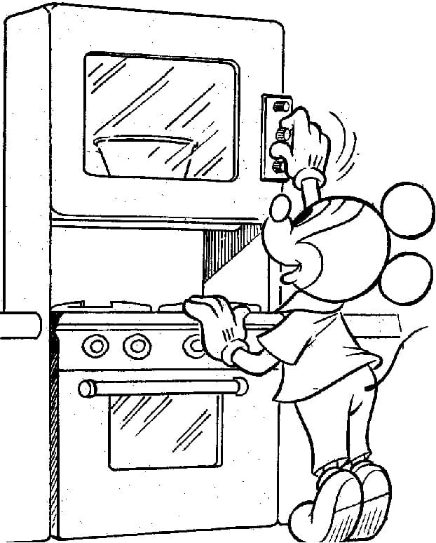 Desenho deMickey na Cozinha para colorir