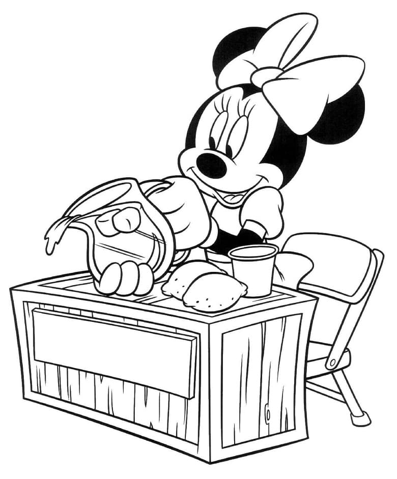 Desenho de Minnie com Limonada para colorir