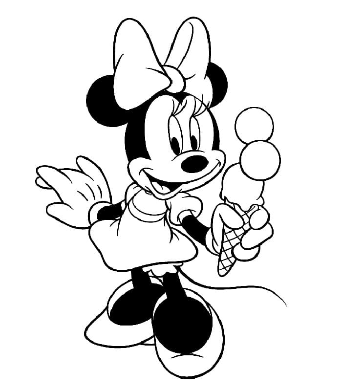 Desenho de Minnie com Sorvete para colorir