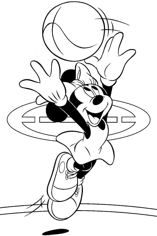 Desenho de Minnie Pegando Bola para colorir