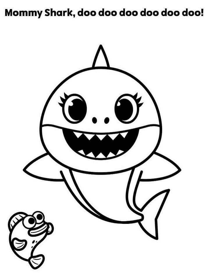 Desenho deMommy Shark para colorir