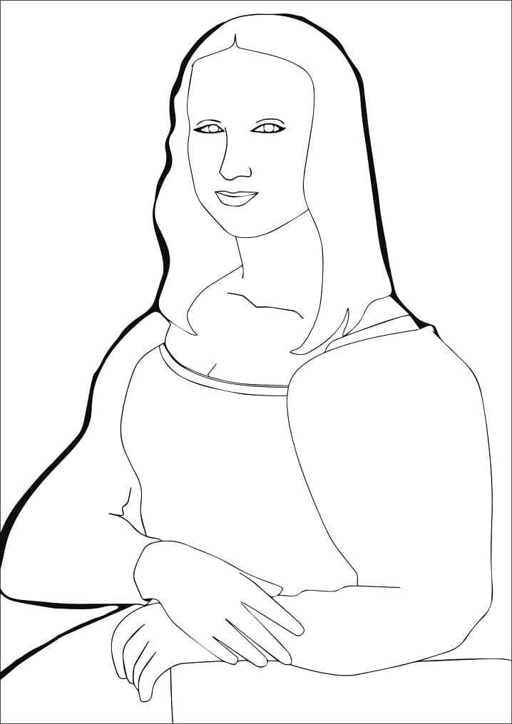 Desenho deMona Lisa de Leonardo da Vinci para colorir