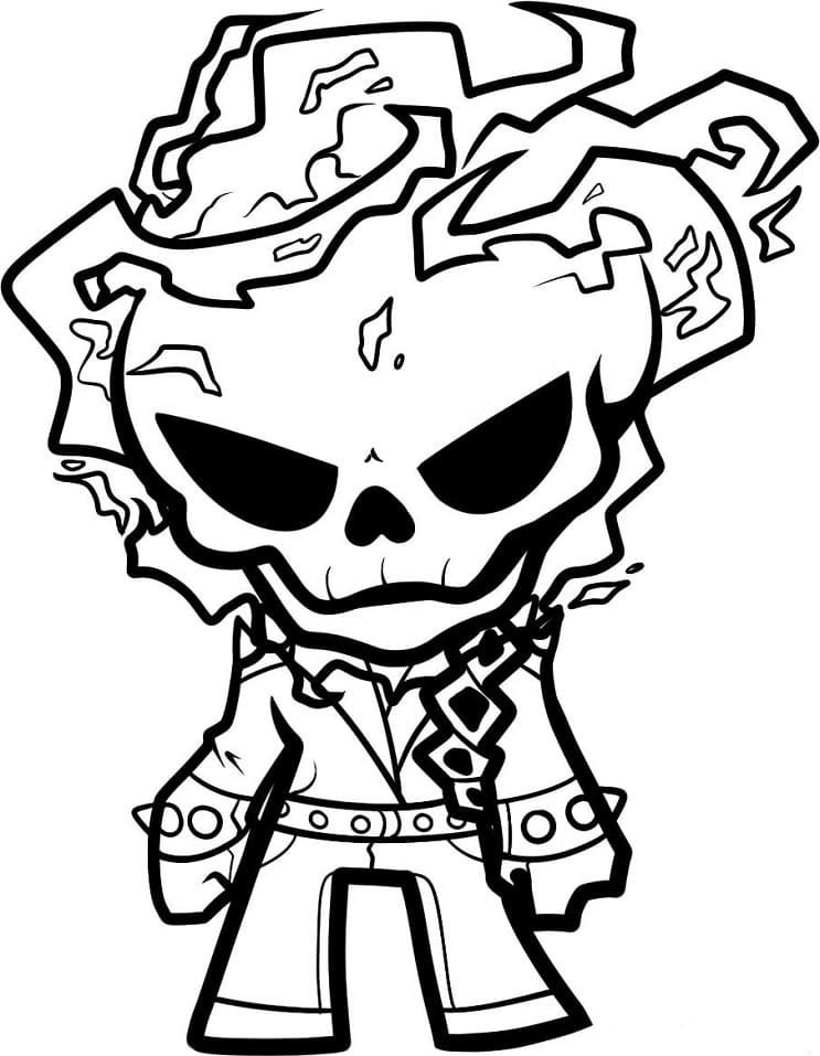 Desenho deMotoqueiro Fantasma Chibi para colorir