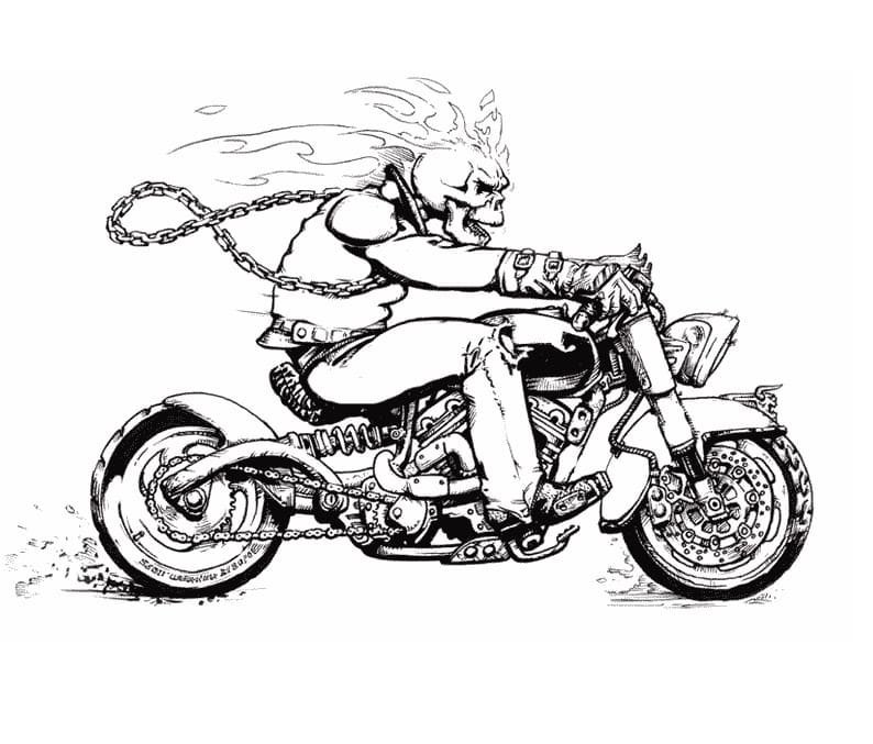 Desenho de Motoqueiro Fantasma Fantástico 2 para colorir