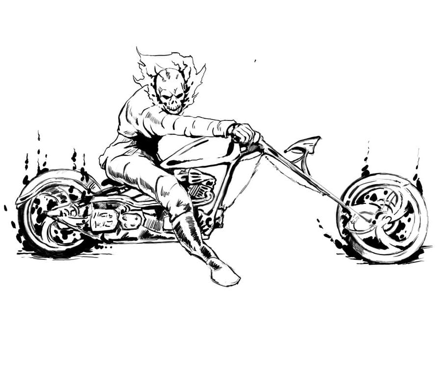 Desenho de Motoqueiro Fantasma Incrível 4 para colorir