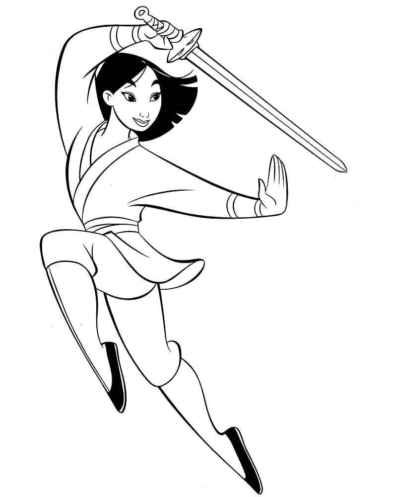 Desenho deMulan 2 para colorir