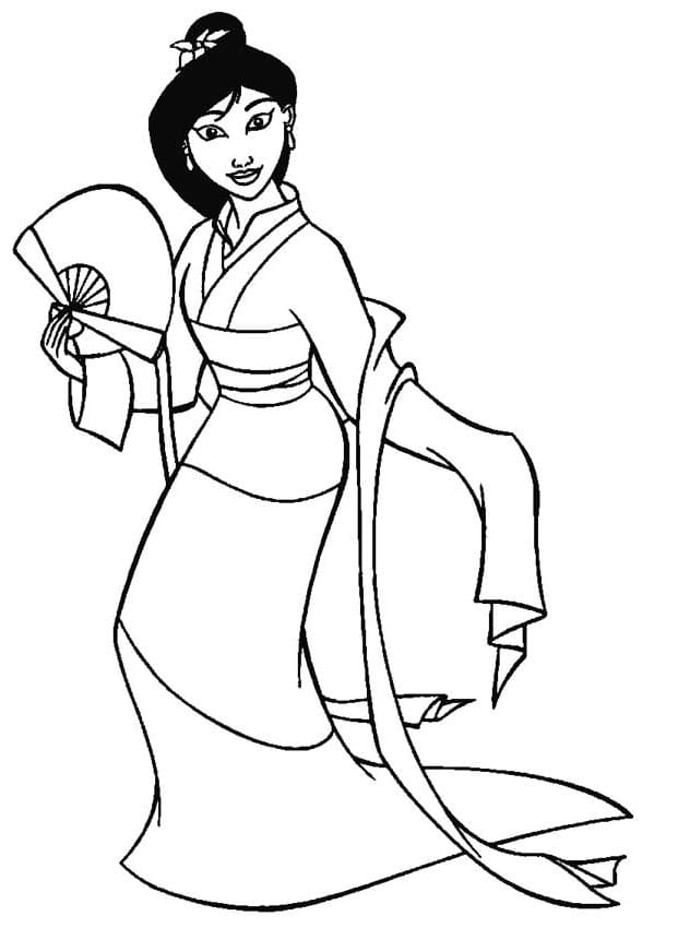 Desenho deMulan 4 para colorir