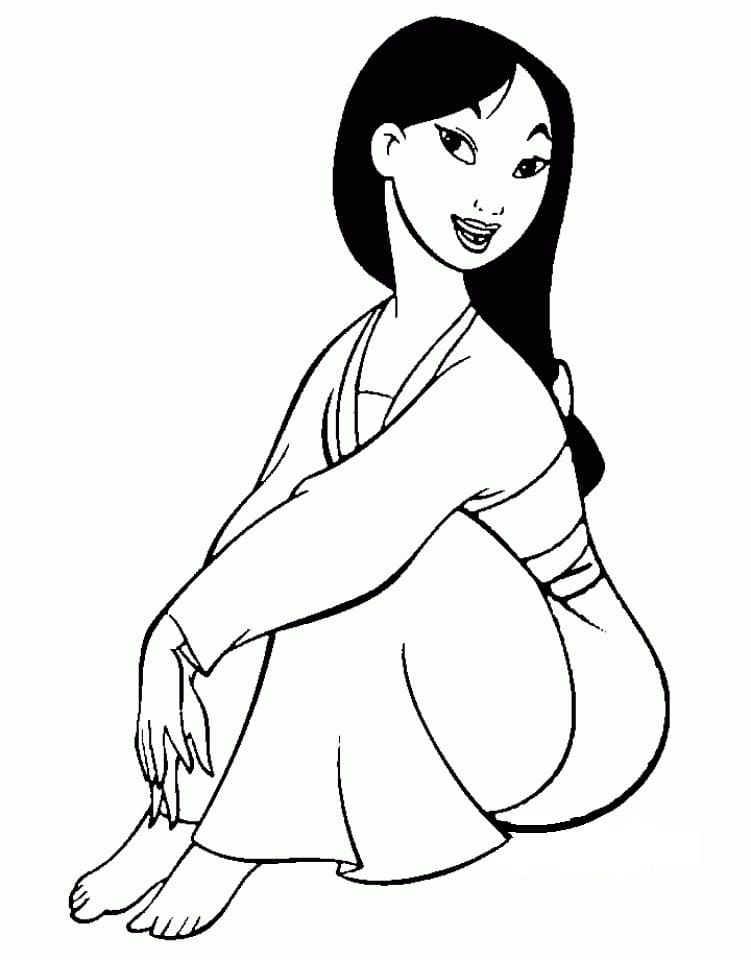 Desenho deMulan Adorável para colorir