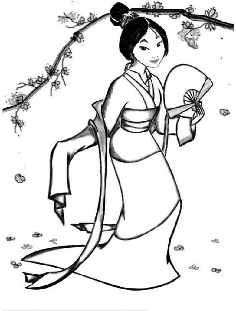 Desenho deMulan Bonita para colorir