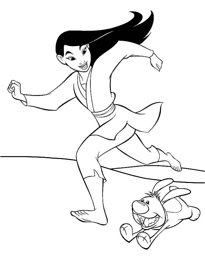 Desenho deMulan Correndo para colorir