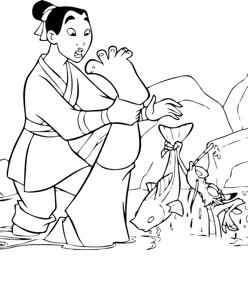 Desenho deMulan Engraçada para colorir