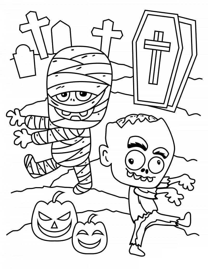 Desenho deMúmia e Zumbi para colorir