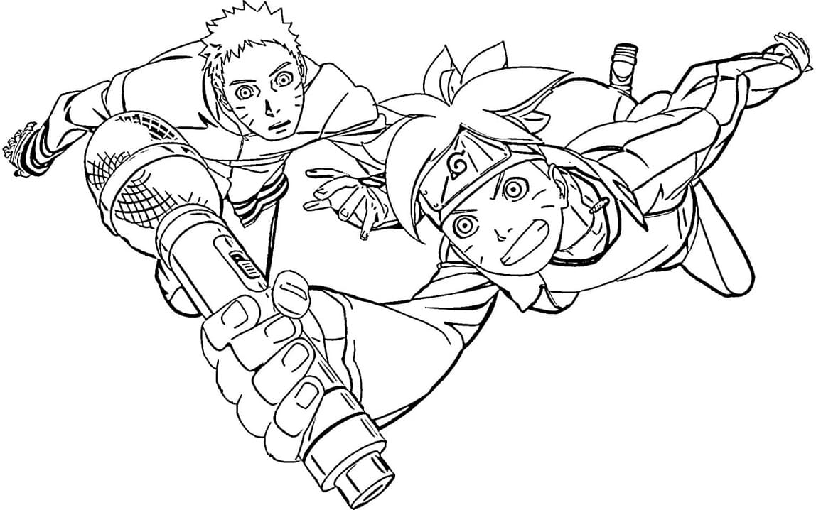 Desenho deNaruto e Boruto para colorir