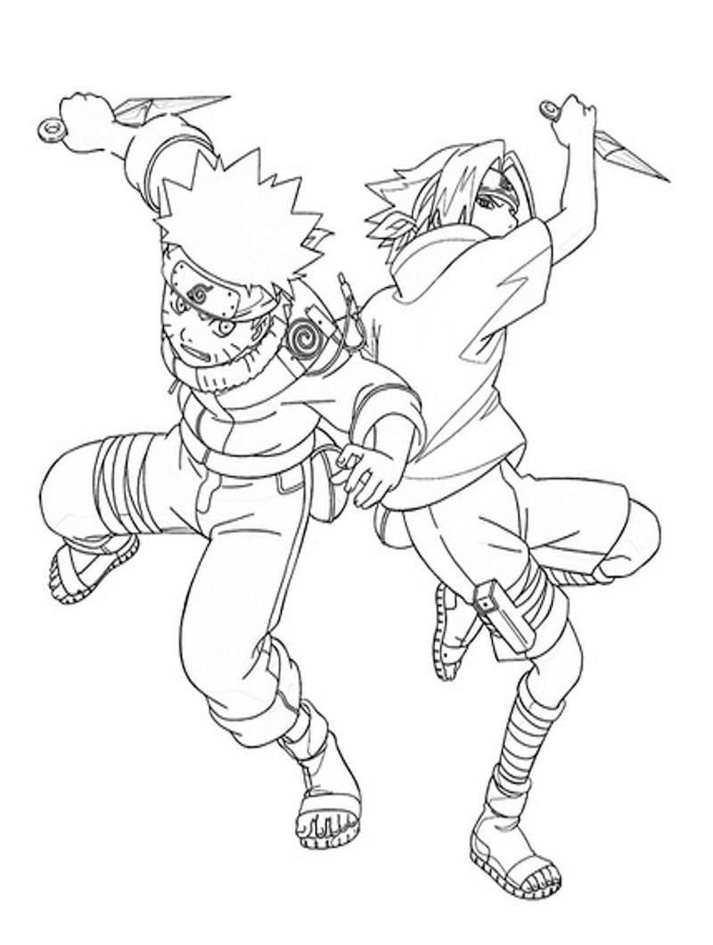 Desenho deNaruto e Sasuke para colorir