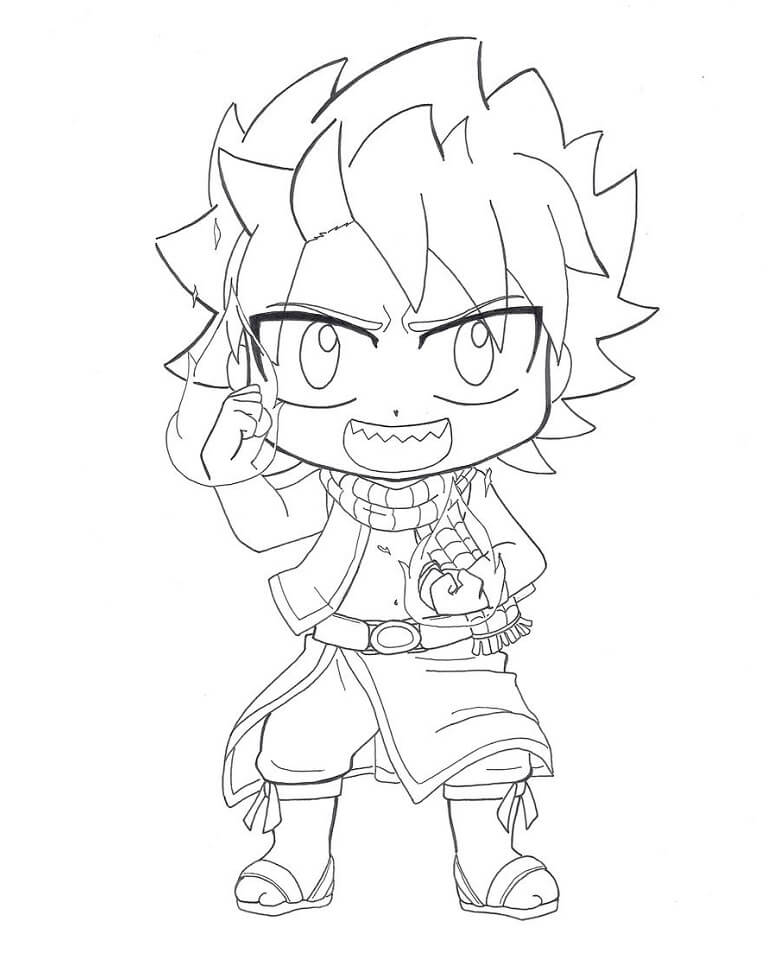 Desenho deNatsu Chibi para colorir