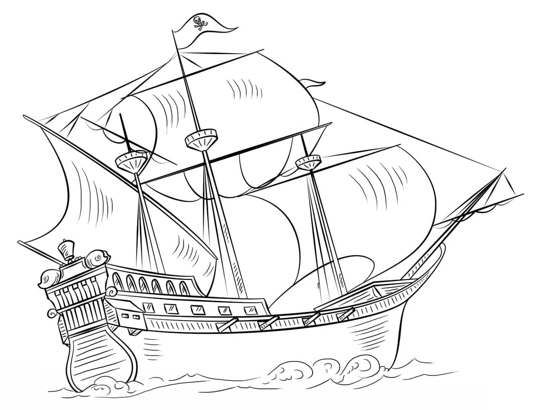 Desenho de Navio Pirata para colorir