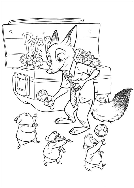 Desenho deNick Wilde de Zootopia para colorir