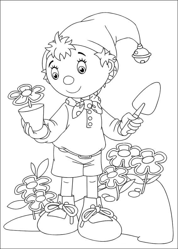 Desenho deNoddy e Flores para colorir