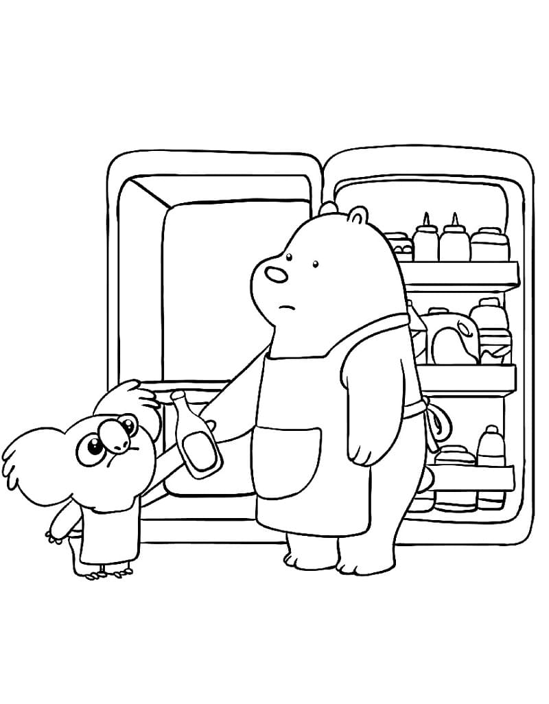 Desenho de Nom Nom e Urso Polar para colorir