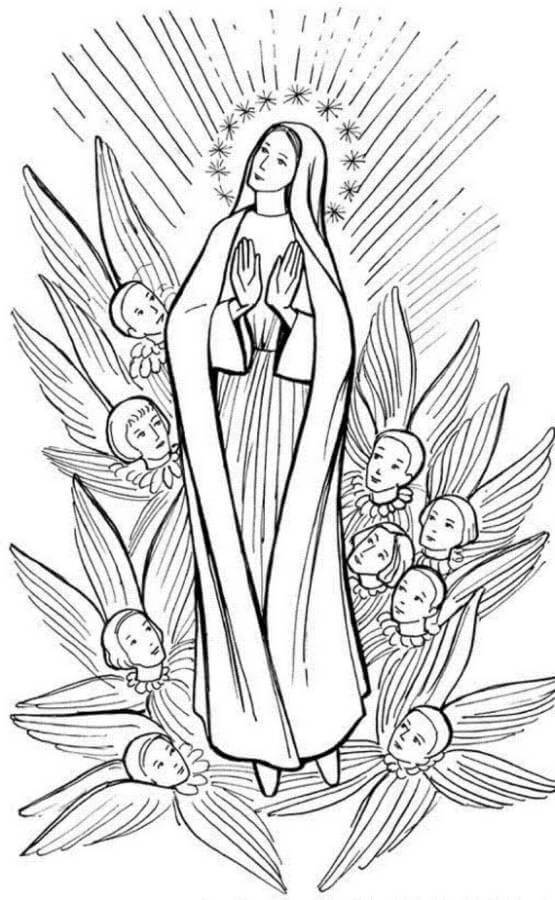 Desenho de Nossa Senhora 3 para colorir