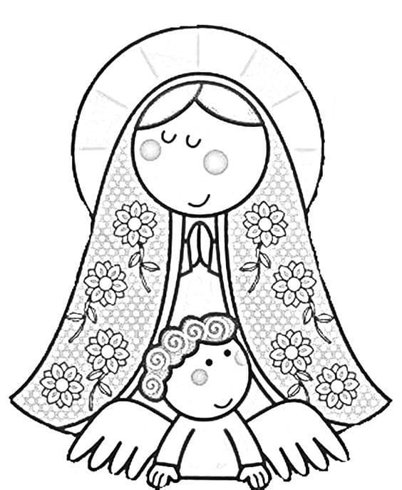 Desenho de Nossa Senhora 35 para colorir