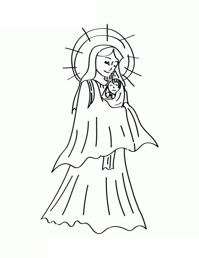 Desenho de Nossa Senhora 37 para colorir