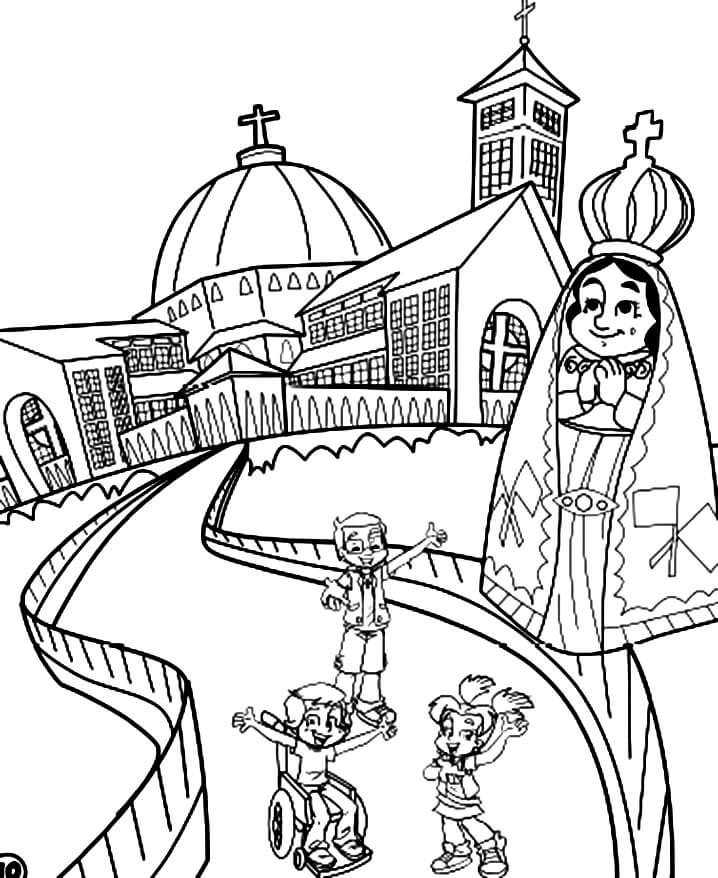 Desenho deNossa Senhora da Conceição Aparecida 12 para colorir