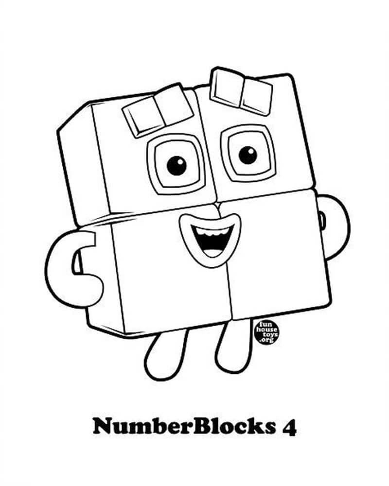 Desenho deNumberblocks 4 para colorir