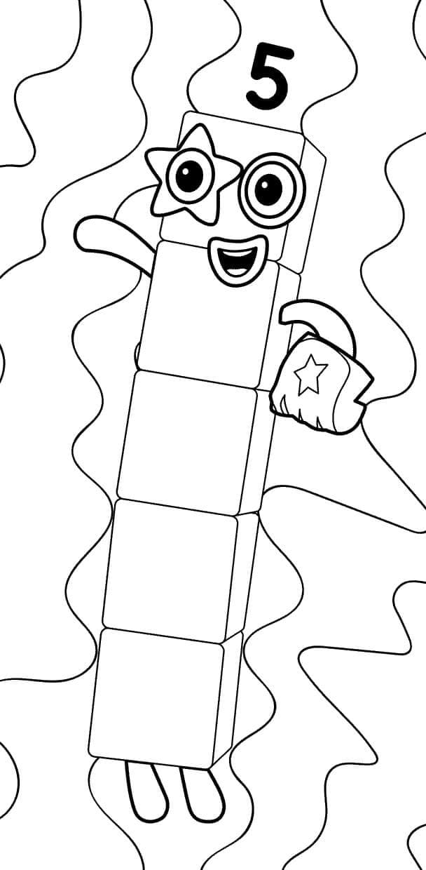 Desenho deNumberblocks 5 para colorir