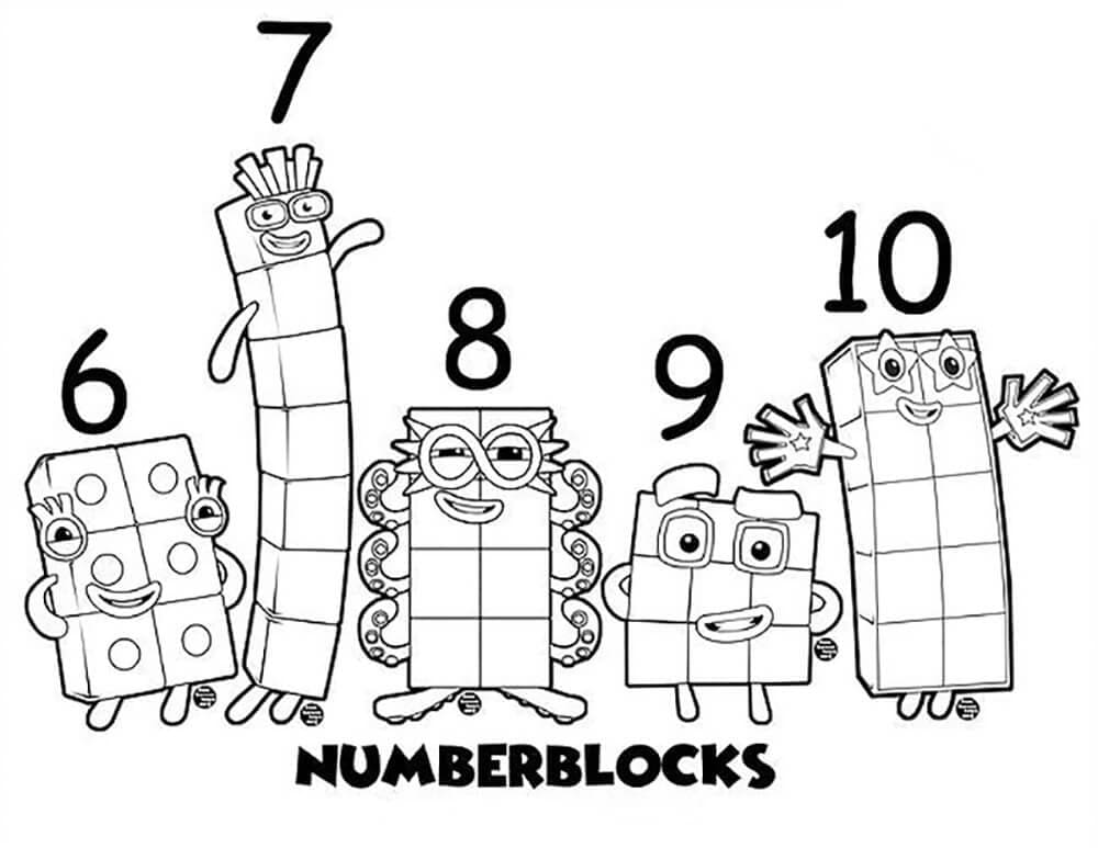 Desenho deNumberblocks 6 - 10 para colorir