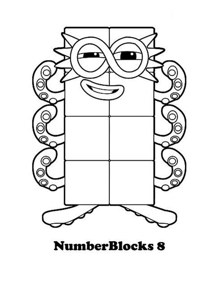 Desenho deNumberblocks 8 para colorir