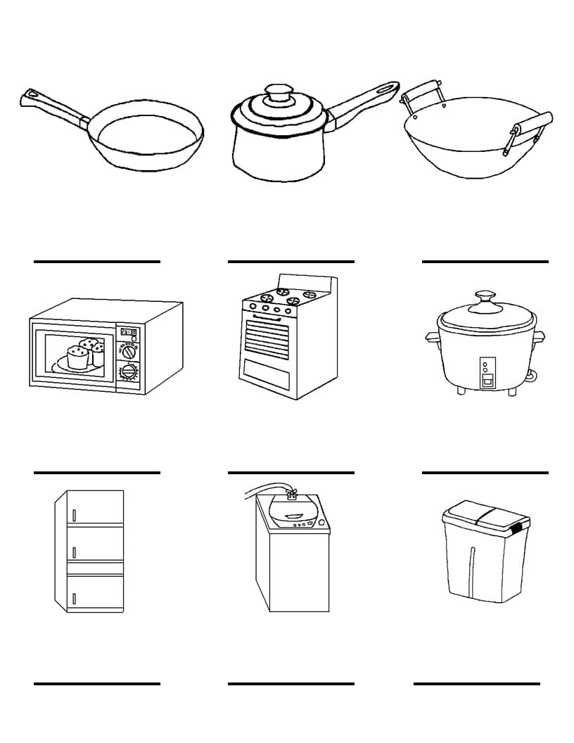 Desenho deObjetos de Cozinha para colorir