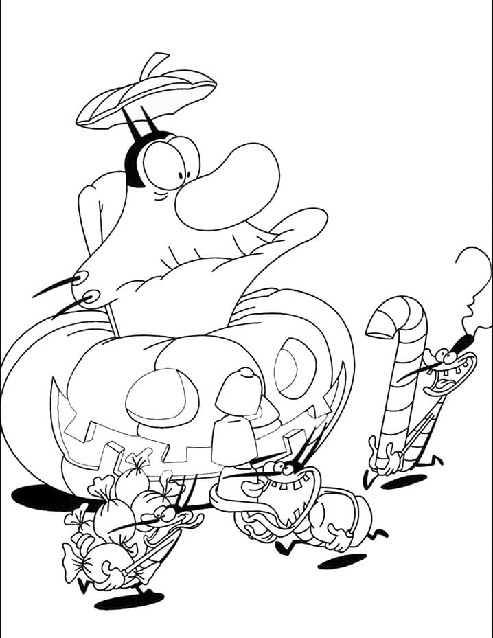 Desenho de Oggy e as Baratas 1 para colorir