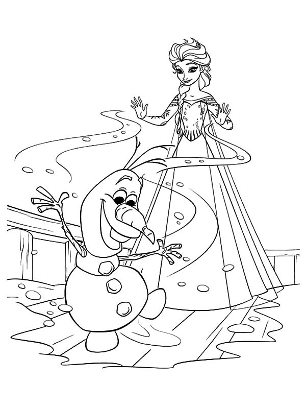 Desenho deOlaf e Elsa para colorir