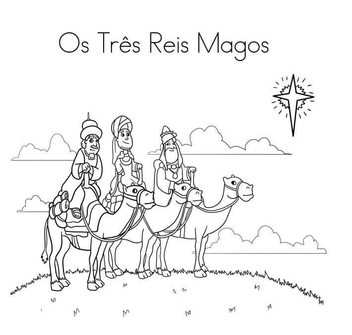 Desenhos de Três Reis Magos para colorir