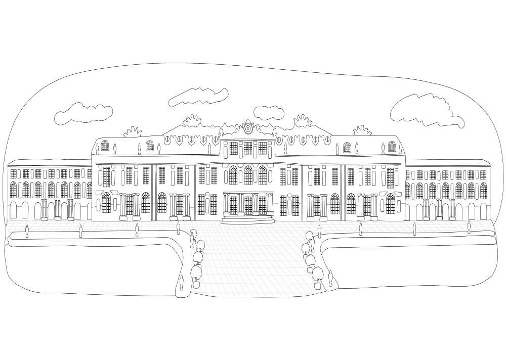 Desenho dePalácio de Versailles para colorir