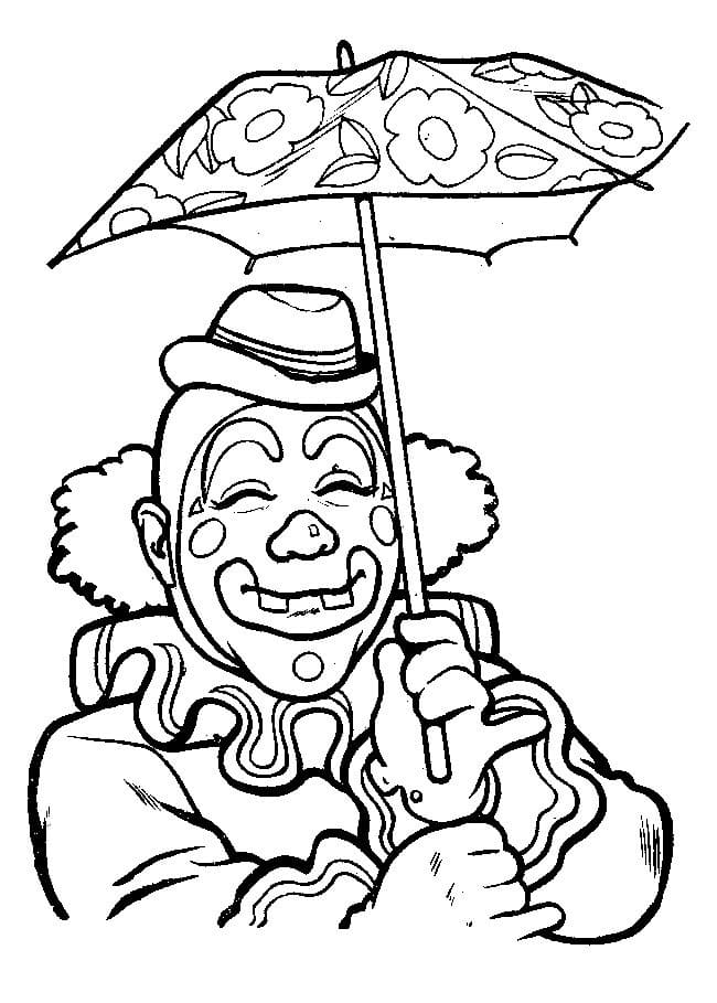 Desenho de Palhaço com Guarda-chuva para colorir