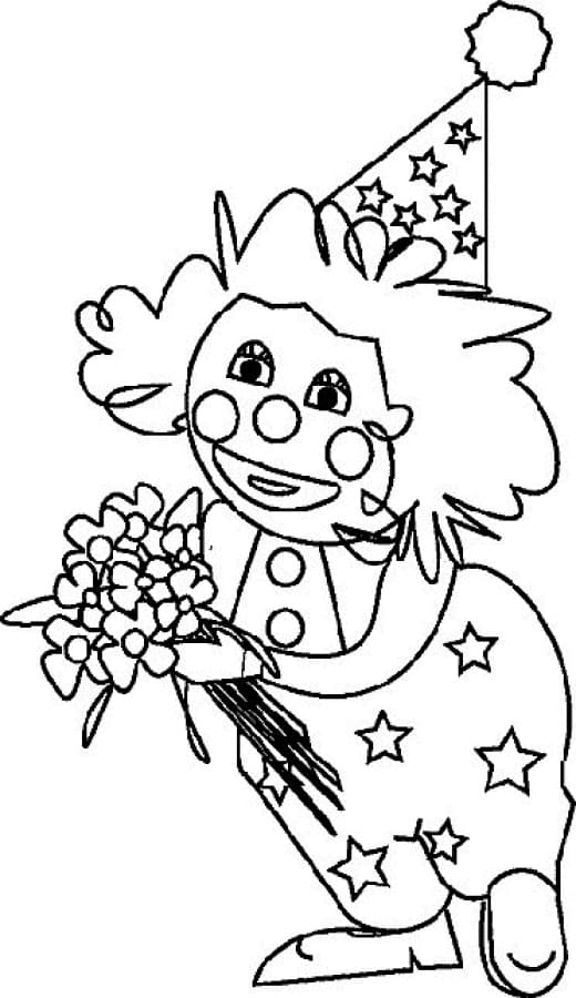 Desenho dePalhaço e Flores para colorir