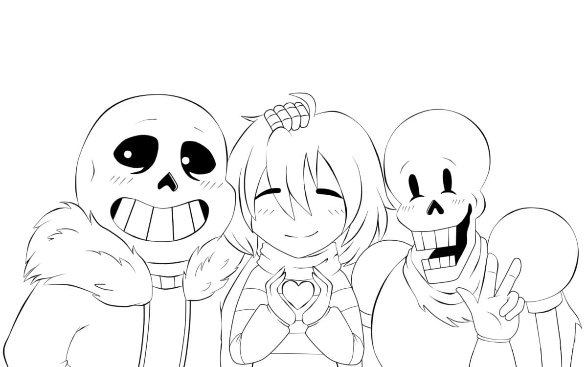 Desenho dePapyrus com Sans para colorir