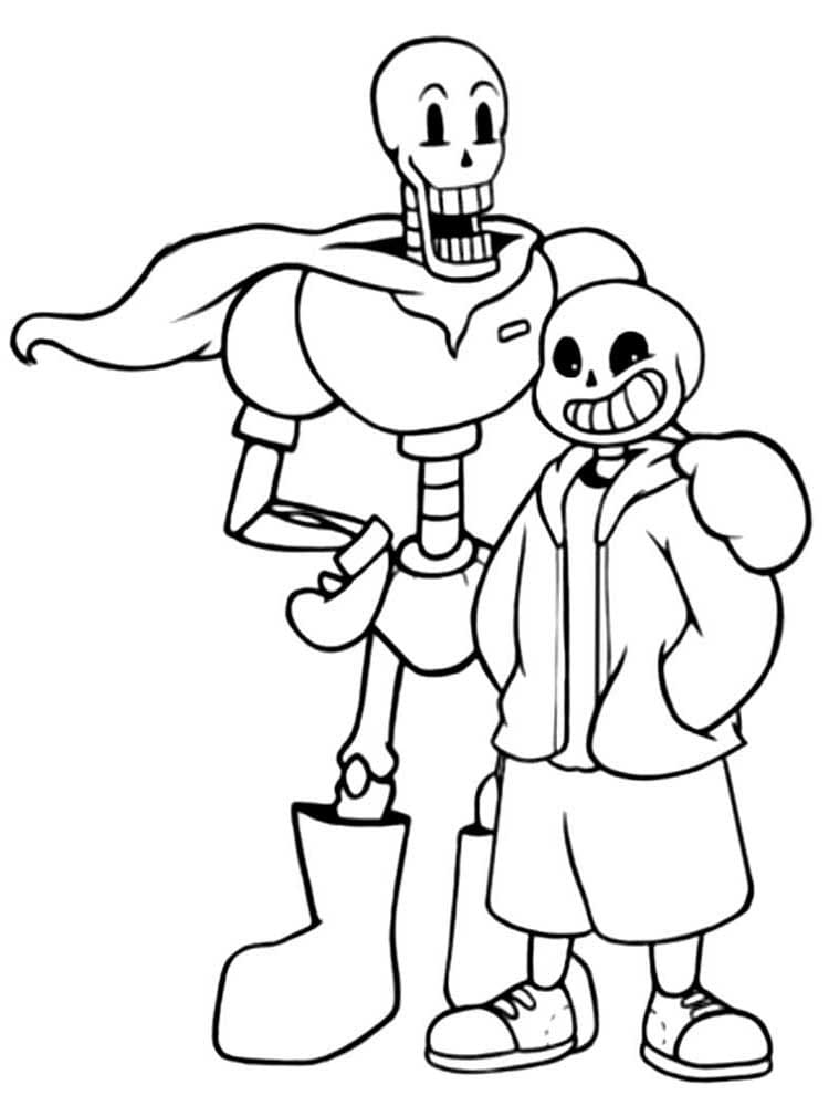 Desenho dePapyrus com Sans Undertale para colorir