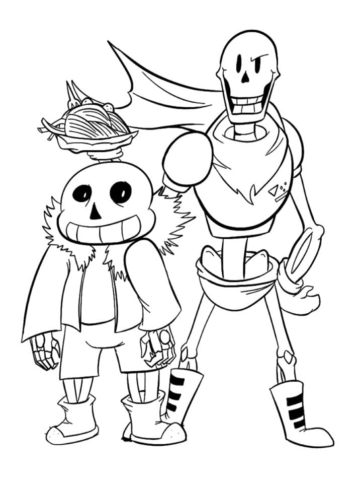 Desenho dePapyrus e Sans para colorir