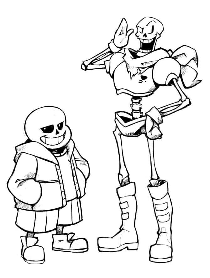 Desenho dePapyrus e Sans Undertale para colorir