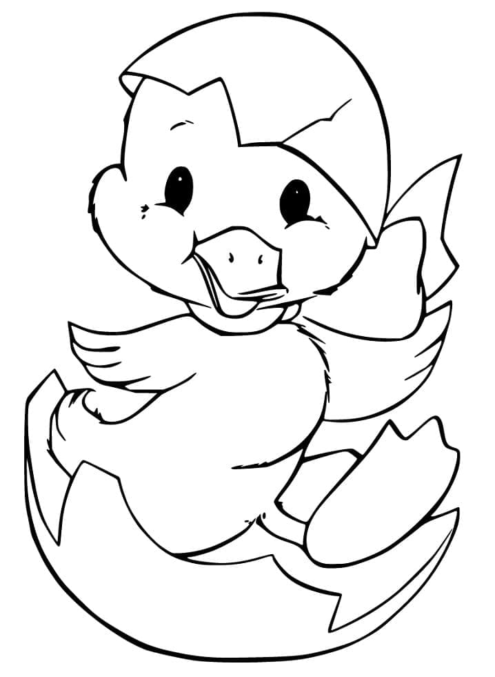 Desenho de Patinho Sorrindo para colorir