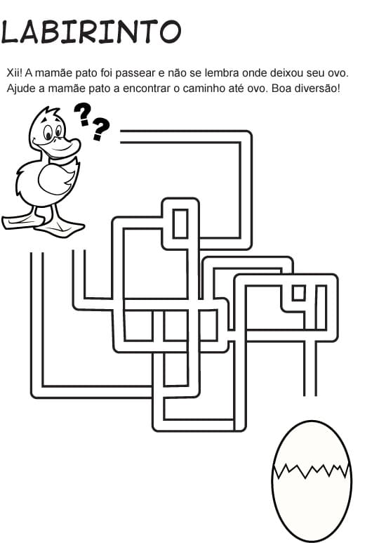 Desenho dePato com Labirinto para colorir