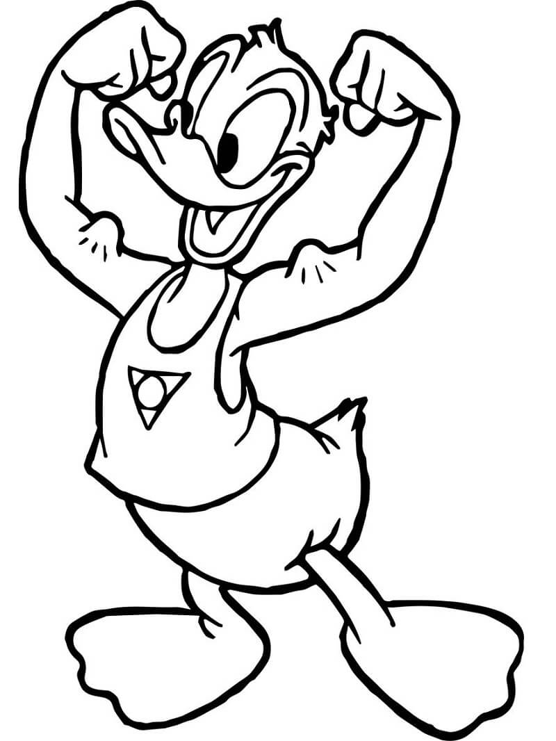 Desenho dePato Donald Forte para colorir