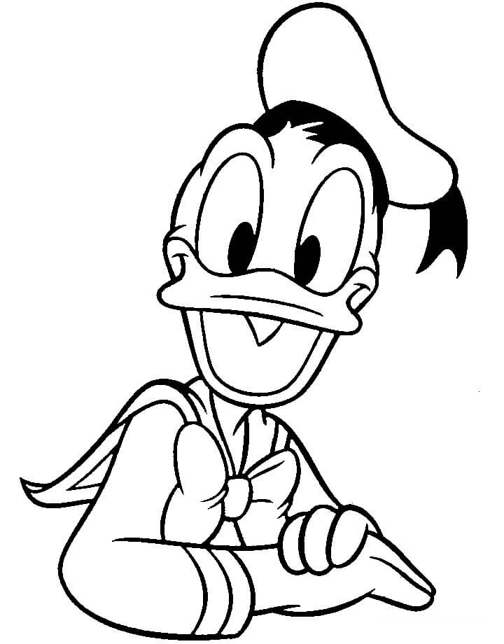 Desenho de Pato Donald Sorrindo para colorir