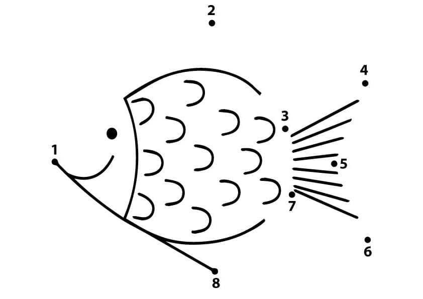 Desenho dePeixe Ligue os Pontos para colorir