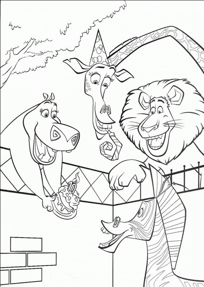 Desenho de Personagens de Madagascar 3 para colorir